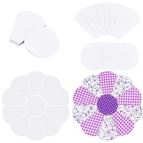 arricraft 44 Pcs Flower Shape Paper Quilting Templates, Handmade English Paper Piecing Trapezoid with Flat Round Patchwork Template for DIY Patchwork Sewing Crafts