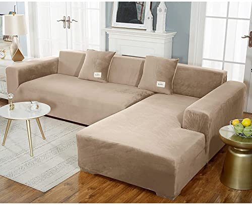VEAI Velours Housse de Canapé d'angle Extensible 3 4 2 Places avec Accoudoirs Couverture de Canapé, Le Revêtement de Canapé d'angle en Forme de L Doit en Acheter Deux (Color : G, Size : 235-300cm)