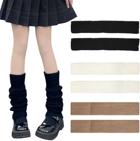 EUPSIIU 3 Paar Bein Stulpen Damen, Beinstulpen Legwarmers Gestrickt Winter Beinwärmer, 80er 90er Jahre Beinwärmer Stiefel Socken Strümpfe Stricken Beinstulpen für Zuhause Sport Ballett