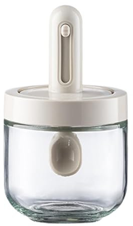 Recipiente para especias y tarro para condimentos - Juego de cuchara y tarro para especias con tapa | Caja de condimentos para contenedores | Tarros de especias, cuchara, sal, azúcar, ollas de almacen