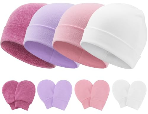 DRESHOW Gorro y Guantes para Bebé Recién Nacido - Beanie Sombrero para Niños