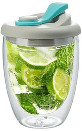 Taza De Café De Vidrio De Doble Pared Tazas Térmicas Aisladas | Taza De Cerveza Aislada De 350 Ml,Taza De Café De Viaje Con Tapa Para Café, Té, Leche, Latte