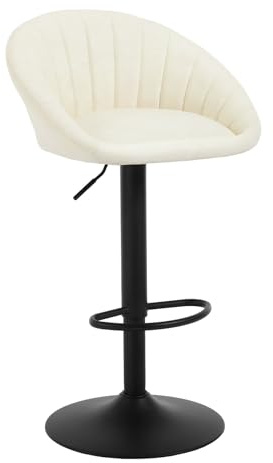 WOLTU Kökspall, justerbar höjd svängbar barpall med ryggstöd och fotstöd, köksbänkpall, vintage PU, beige, BH429be-1