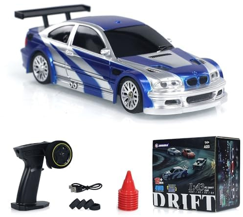 Wheelfun 1/43 RC Escala Listo para Usar Coche de Carreras Control Remoto Drift Auto 4WD Mini con Luces LED