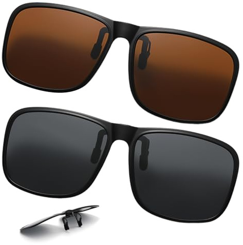 2 Clips De Lunettes De Soleil, Clips en Verre Rétro, Pêche des Lunettes De Soleil, Adapté À La Conduite, À La Pêche Et Au Vélo.