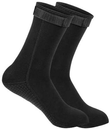 JTKSSCS Calzari Sub Calzini in neoprene da 3,0 mm e 5, scarpe muta, caldi, calzini surf nuoto, stivali spiaggia elastici, antiscivolo for snorkeling immersioni(5MM black,L)
