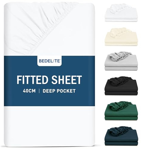 BEDELITE Single Fitted Sheet, White, 90x190cm