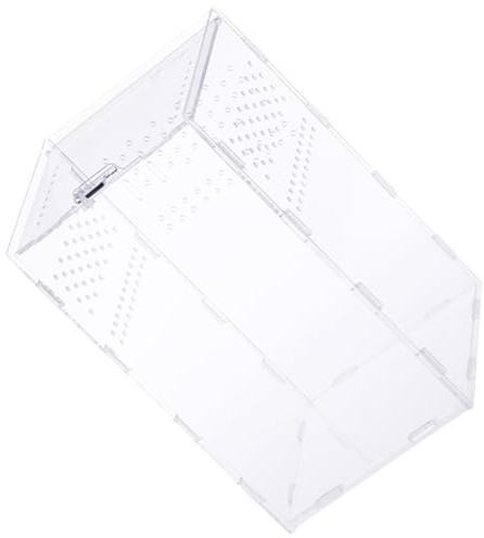 Kisangel Caja de Acrílico Transparente para Reptiles Terrario de Cría Desmontable 15x15x25 Cm Orificio Transpirable Suministros para Reptiles y Nido Cómodo