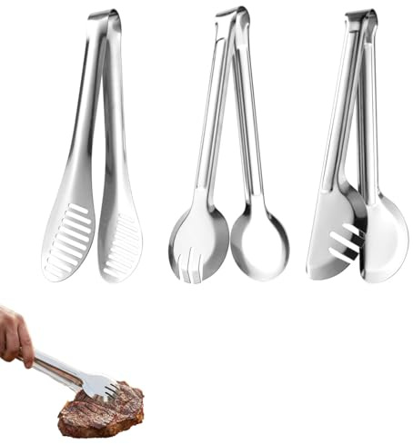 KIMHOME 3 pinze da cucina, in acciaio inox, multiuso, per barbecue, insalata, pasta e buffet
