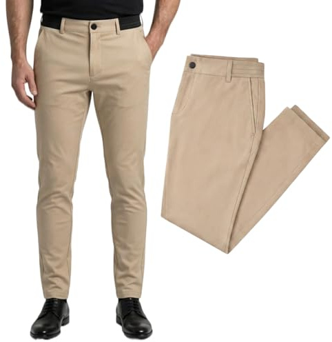 bergxperten Bellutia Pantalon Extensible MorphoFit, Pantalon Homme Extensible Respirant Coupe ajustée Taille élastique Tissu Stretch léger sans Repassage séchage Rapide Anti-Taches Confort Quotidien