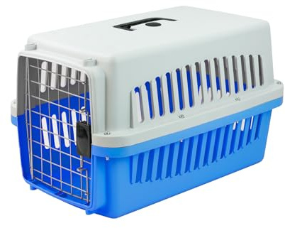 KCT Medium Blue Plastic Cat Carrier Portable Cage Crate for Pet/Dog/Kitten/Puppy Carrier Travel Box