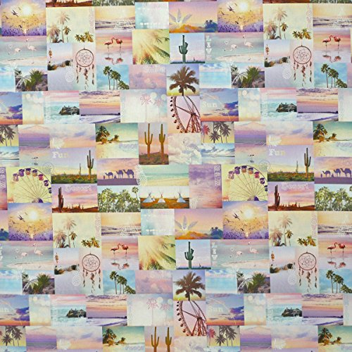Dekostoff Digitaldruck Festival Patchwork Flamingo Kaktus 1,40m