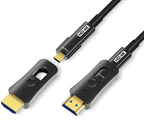 YIWENTEC HDMI Fibre Cable 4k@60Hz HDCP2.2 4:4:4 High Speed 18Gbps HDR 3D 4K2K HDMI Optic Fibre Cable with Micro HDMI Pull Type (4K, 20M)