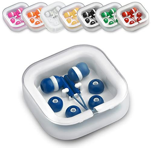 ANTEVIA - Écouteurs filaires Intra auriculaire avec boîte de Rangement et 3 Jeux d'oreillettes |Plus DE 10 MODELES |Anti-Bruit | Couleur: Bleu (Cort Bleu)