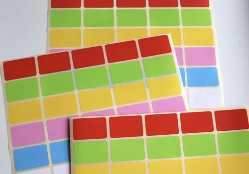 Coloured Labels Stickers | Self-Adhesive Sticky Labels | 38 x 25 mm - 6 Colours | Pack of 120-20 Each Colour