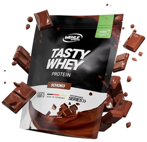 Whey Protein Pulver [Schoko] - High Protein Eiweißpulver Shake - Protein Powder Molkenproteine Proteinshake mit 22g Protein je Portion - Shake mit BCAA & EAA (1000g) Wehle Sports®