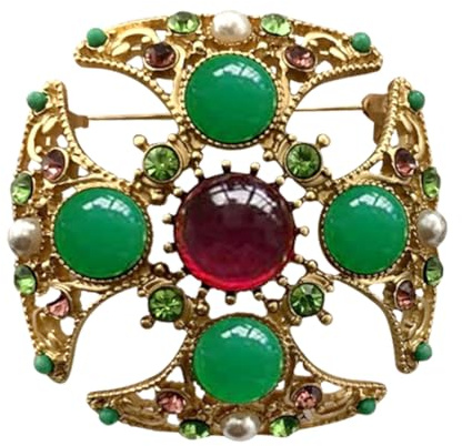 JKQBUX Versailles series Baroque elegant Brooches Pin for Women Men Girls Retro Court Pearl Corsage Pin delicate accessory, 4.7*4.7cm, Aluminum, crystal