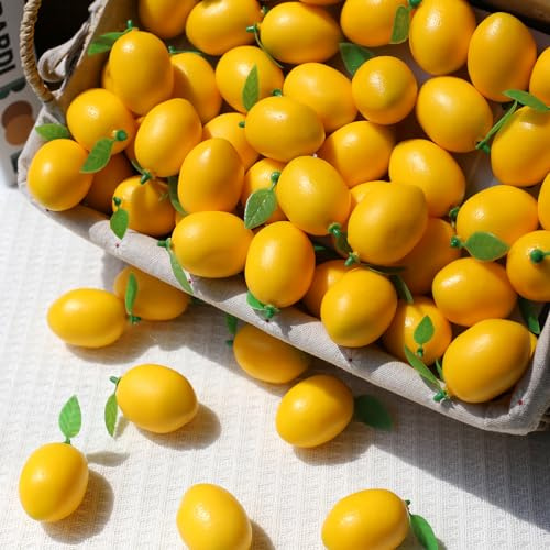 30 limoni artificiali realistici giallo mini limone finto con foglie in schiuma di plastica finto lime frutta decorazione realistica per casa cucina tavolo festival festa corona fotografia puntello