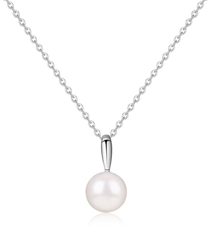 GAVU Collar Mujer con Perla de Agua Dulce, Collar de Plata de Ley 925 para Mujer con Colgante de Perla