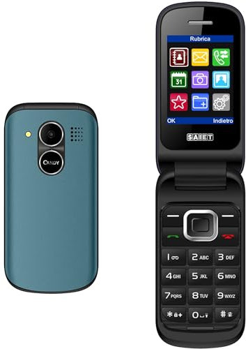 SAIET CANDY Telefono Flip Verde, Dual SIM, Cellulare a Conchiglia Compatto e Facile da Usare con Display 2.4 a Colori, Fotocamera VGA, Bluetooth, Sveglia e Torcia