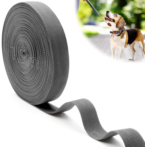 Mbsomnus 15 m spännband polypropen 25 mm mörkgrå, bomull fickrem vattenbeständigt nylonband för skärning sömnad gör-det-själv ryggsäck bagageremmar handväskor hundkoppel