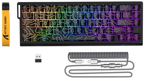 ATTACK SHARK X68PRO HE Teclado Gaming Inalámbrico con Gatillo Rápido, Precisión RT de 0,01 mm, 8000Hz, Interruptores Magnéticos Teclado con C01Cable, Activación Ajustable, Snap Tap, RGB - Negro