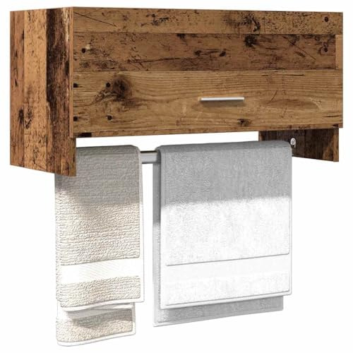 Gecheer Armadio Legno Vecchio, Organizer per Abbigliamento con Asta Appendiabiti 70x32,5x35 cm in Truciolato e Metallo, Armadio da Camera da Letto per Uomo e Donna