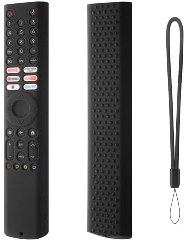 Hi Color Funda de silicona para mando a distancia para Xiaomi A Pro TV (2026), antideslizante, a prueba de golpes, con cordón, funda protectora (negro)