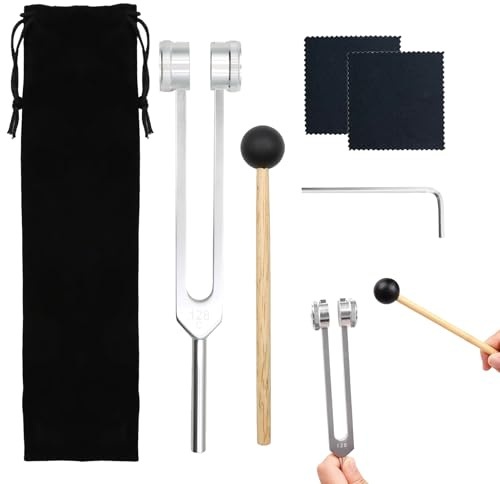 Diapason Therapeutique, Diapason 128hz Thérapeutique, Thérapie Vibratoire Diapason, Diapason Medical Avec Réponse En Fréquence, Marteau En Silicone, Outil De Réparation, Chiffon De Nettoyage, Pochette