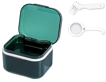 STHOYN Portátil De Caja Ferula Dental Para Uso Al Aire Libre Remojo De Limpieza Caja De Retención Falsos Drenaje Funda Aparato Dental De Denturas Ortodónticas(Set A)