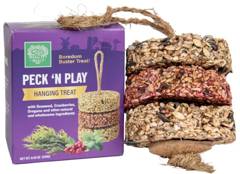 Small Pet Select - Peck ’n Play Hanging Treat for Chickens, Ducks and Poultry. Natural Foraging Treat Enrichment, UK Made - 240g