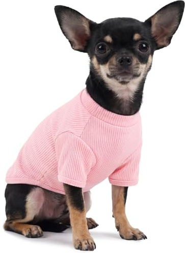 Pull fin pour chien de petite taille – Pull léger en tricot côtelé pour chihuahua, Poméranien et Yorkshire Terrier – Chemise élastique et douce pour chien – Pour tous les jours et en période de