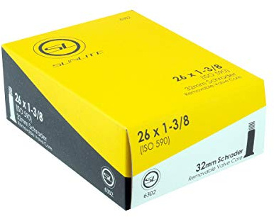 Sunlite Schrader Valve Bicycle Tubes, 26 x 1-3/8 / 32mm Valve