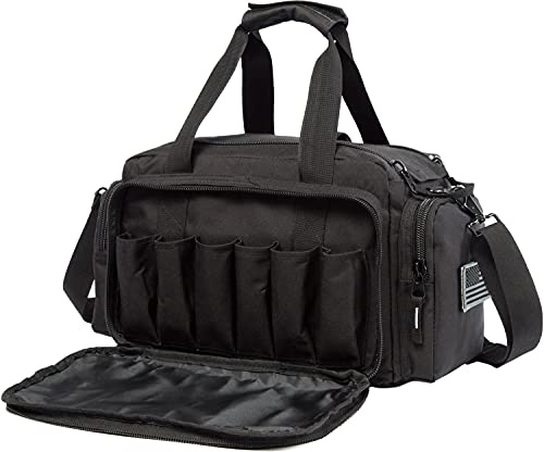 AIRTTUZ Range Bag | Gun Range Duffle Bag for Handguns and Ammo,USA Flag Patch Included. (Black)