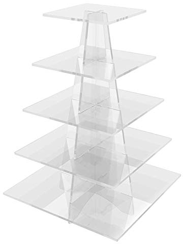 Danieli | Alzatina a 5 Piani per Dolci | Alzata in Acrilico Trasparente Cinque Piani Rotondi o Quadrati. | Alzatine a Piani Porta Frutta e fingerfood. 5 Livelli (Quadrata)