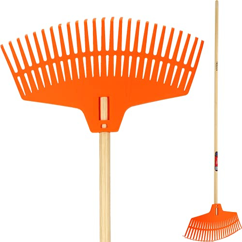 KADAX Râteau pour Herbe et Feuilles, râteau Large avec Long Manche en Bois, râteau ŕ Feuilles en Plastique, râteau ŕ Feuilles, ramasse-Feuilles, (160 x 45 cm)