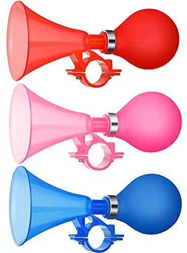 Hestya 3 Pieces Kids Bike Horn Air Squeeze Honking Horns Plastic Bicycle Horn Scooter Horn for Kids Boys Girls