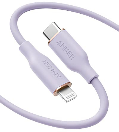 Anker Powerline III Flow, USB C Lightning Kabel, 180cm USB C auf Lightning Kabel kompatibel mit iPhone 14/13/12/11 Serie, AirPods Pro, MFi-Zertifiziert, Silikagel (in Mauve)