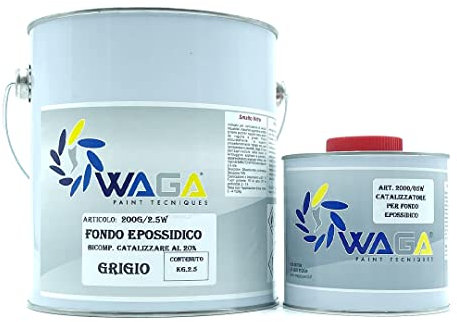 Primer Fondo Epossidico Grigio 2,5KG con Catalizzatore 500ML per Alluminio, Acciaio Inox, Leghe - Waga Paint Tecniques