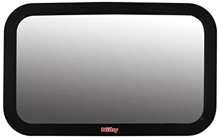 Nuby Adjustable Backseat Baby Mirror with Swivel Base for Easy Viewing, Quick Install, Shatter Resistant, Black