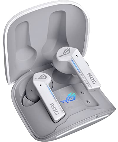 ASUS ROG Cetra True Wireless Moonlight White In-Ear Gaming Kopfhörer (aktive Geräuschunterdrückung (ANC), 27 Stunden Akkulaufzeit, kabelloses Laden, Touch-Steuerung, wasserdicht, weiß)