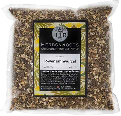 Löwenzahnwurzel 1000g • Leber • Löwenzahn -Tee • getrocknet und geschnitten • Erste Wahl • hoher Wirkstoffanteil • ähnlich Schwedenkräuter • HerbsnRoots