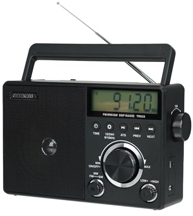 Retekess TR635 Poste Radio Portable, FM/AM/SW Radio Transistor Fonctionnant,Poste Radios Pile et Secteur,Grand Volume,Enceinte, Prise Casque, pour Personnes Âgées (Noir)