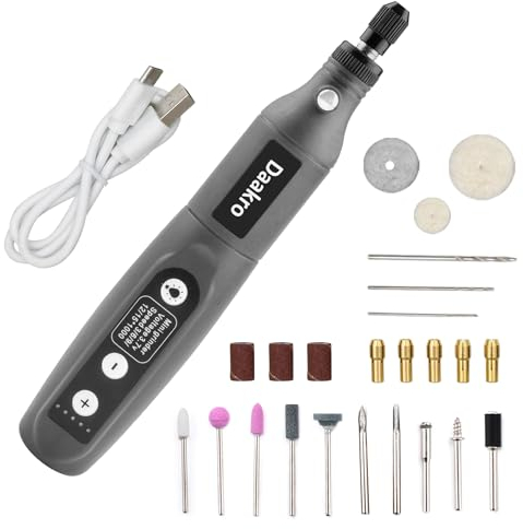 Daakro 3.7V Multifunktionswerkzeug mit 5 Geschwindigkeitsstufen und 26 Zubehörteilen, elektrischer Gravierstift für Schleifen, Polieren, Bohren, Ätzen und Schnitzen - DIY Werkzeugset.