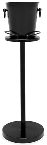 Bredemeijer einwandiger Sektkühler inkl. Ständer im matten Schwarz - edler Champagner-Wein-Kühler aus Edelstahl im zeitlosen Stil - ideal für Partys, Hochzeitsfeiern & Jubiläen