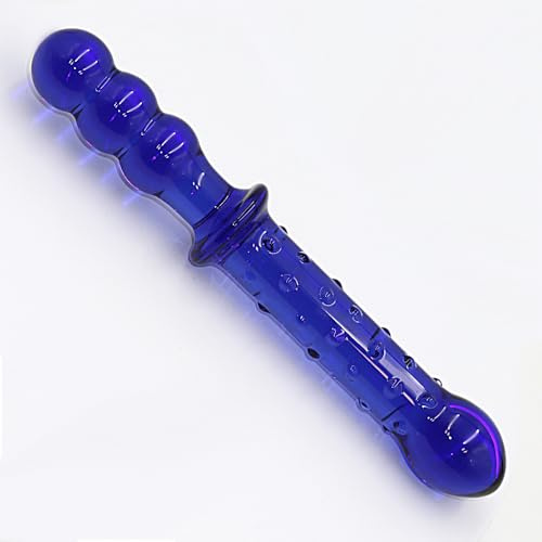 Glass Dildo Sex Toy Anal Plug Classic Butt Plugs Dildos Sex Toys for Adults Opulent Range (9 Inch Double Ended Blue Glass Ribbed Dildo)