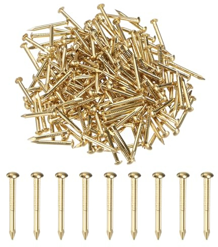 M METERXITY 200-Pack Small Tiny Nails, 1.5mm x 15mm Brass Precision MIni Nails Hardware Round Head for Wooden/DIY Crafts Decorative/Household Accessories/Picture Hanging
