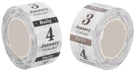 FUNOMOCYA 2rouleaux Calendrier Tampon Dateur Auto-encreur Étiquettes de Dates pour Agenda Autocollants Chiffres Washi pour Calendrier Jours par Jour pour Organisation