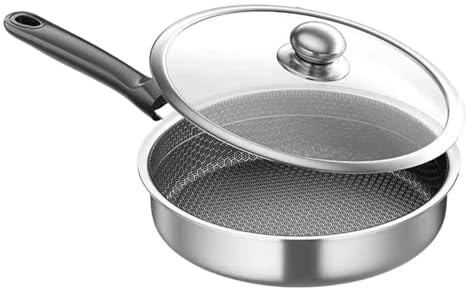 Non-stick stekpannor, köksredskap med genomskinligt lock, induktionsstekpanna – för ägg biff pannkakor matlagning camping restaurang elektrisk spis