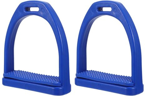 Housoutil Staffe per Sella Cavallo in Plastica Antiscivolo con Cuscinetto in Gomma Blu, Staffe di Sicurezza Western Resistenti e Ammortizzate per Equitazione Sportiva e Salto Ostacoli, Set